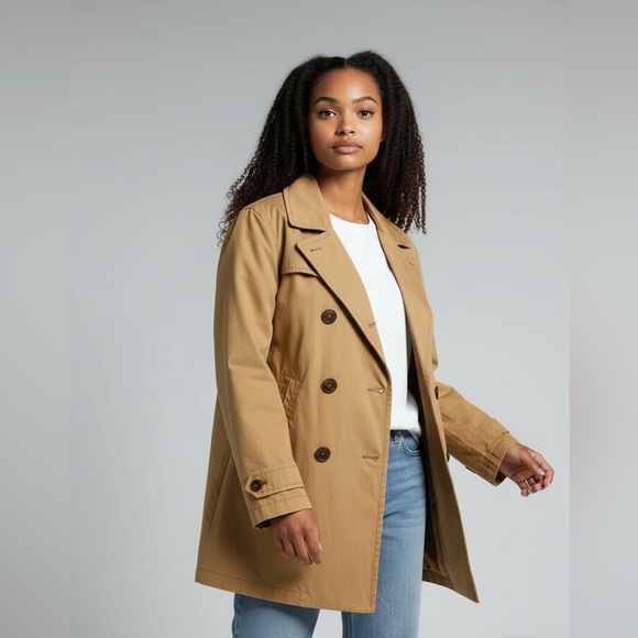 GAP Women's Tan Classic Tan Double Breasted Trench Coat. Size L - Picture 2 of 13